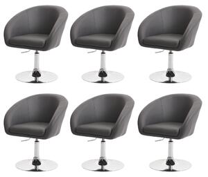 Sada 6 jídelních židlí HWC-F19, kuchyňská židle otočná židle lounge chair, otočná výškově nastavitelná Imitace kůže šedá