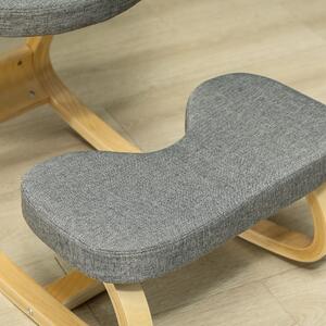HOMCOM Klaněcí Židle, Ergonomická Houpací Dřevěná Klaněcí Židle pro Domácí Kancelář, Zlepšuje Držení Těla, Bolesti Zad, Šedá | Aosom
