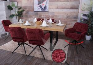Sada 6 jídelních židlí HWC-N74, kuchyňská židle, otočná s automatickým návratem, šenilová tkanina (490 g/m²) Oeko-Tex bordeaux