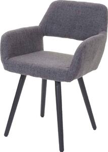 Jídelní židle HWC-A50 II, židle kuchyňská židle, retro design 50. let textil, šedá, tmavé nohy