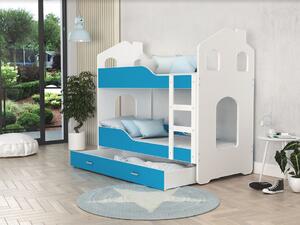 Dětská domečková postel se šuplíkem Dominik MODRÁ - 160x80 cm