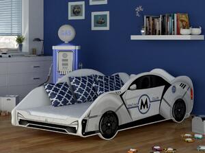 Dětská postel auto BRADLEY 180x90 cm - bílá (11)