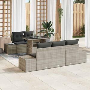 Set pohovek 6 ks Světle šedá polyratan 3349098