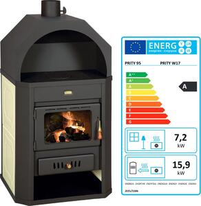 Krbová kamna PRITY W17 s vodním výměníkem Kamna pro ústřední vytápění - 23,1 Kw