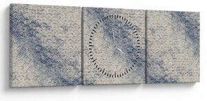 Obraz - Vzor vlnek (s hodinami) (90x30 cm)