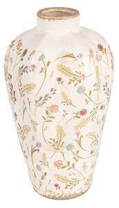 Béžová keramická váza s kvítky Floral Cartoon S - Ø 17*30 cm - Clayre & Eef