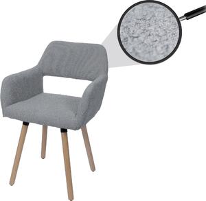 Jídelní židle HWC-A50 II, židle kuchyňská židle čalouněná židle, dřevo látka/textil bouclé (450g/m²) šedá