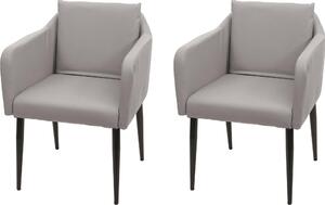 Sada 2 jídelních židlí HWC-H93, kuchyňská židle křeslo židle Imitace kůže taupe-grey
