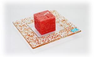 BDK-GLASS Skleněný tácek DROP 16x16cm oranžový