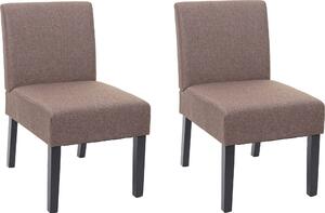 Sada 2 jídelních židlí HWC-F61, židle lounge chair, látka/textil hnědá