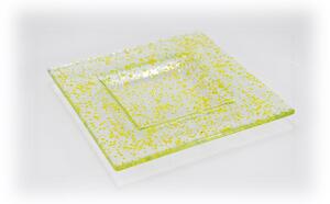 BDK-GLASS Skleněný tácek FULL DROP 16x16cm tmavě žlutý