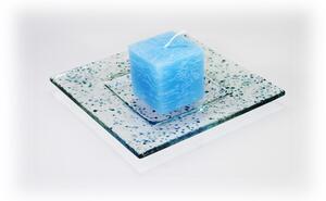 BDK-GLASS Skleněný tácek FULL DROP 16x16cm světlý tyrkys