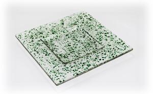 BDK-GLASS Skleněný tácek FULL DROP 16x16cm tmavě zelený