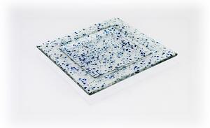 BDK-GLASS Skleněný tácek FULL DROP 18x18cm tmavý tyrkys