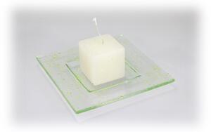 BDK-GLASS Skleněný tácek FULL DROP 16x16cm světle žlutý
