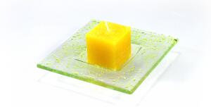 BDK-GLASS Skleněný tácek FULL DROP 13x13cm světle žlutý