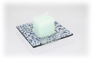 BDK-GLASS Skleněný tácek FULL DROP 13x13cm tmavý tyrkys