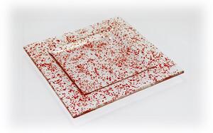 BDK-GLASS Skleněný tácek FULL DROP 18x18cm červený