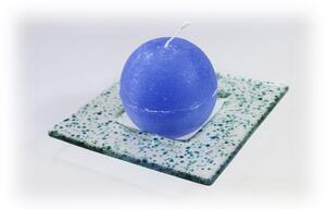 BDK-GLASS Skleněný tácek DROP 13x13cm na svíčku - tyrkysový