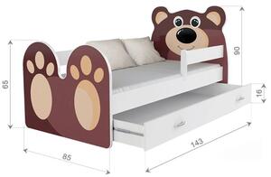 Dětská jednolůžková postel se šuplíkem 140x80 cm - MEDVÍDEK (1)