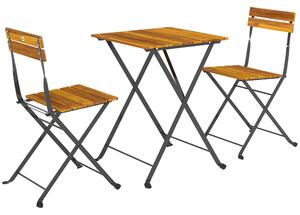 Outsunny teakový bistro set pro 2 – skládací stůl a 2 židle | Aosom