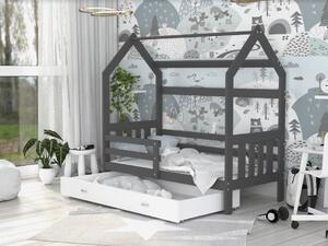 Dětská domečková postel DOMEK P - 160x80 cm - šedá