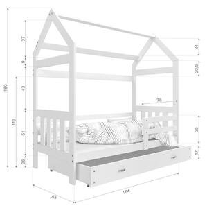 Dětská domečková postel DOMEK P - 160x80 cm - šedá