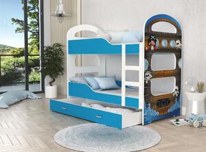 Dětská patrová postel Dominik Q - 160x80 cm - PIRÁTI