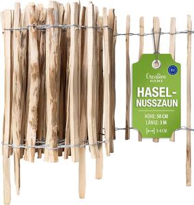 Plot Creative Home, výška 50 cm a délka 3 m | Plot z lískových prken, rozteč prken 3–4 cm