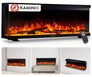 KAMINIO Elektrický krb LEA - Elektrický krb 3 v 1 s panoramatickým výhledem, topení, 3D efekt plamene, 12 barev plamene, dálkové ovládání - 50 palců