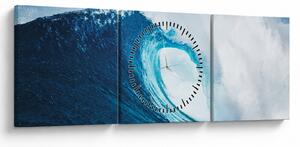 Obraz - Vlna oceánu (s hodinami) (90x30 cm)