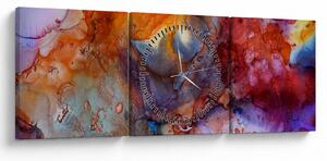 Obraz - Abstraktní inkoustové umění (s hodinami) (90x30 cm)
