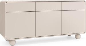 Kašmírový příborník se třemi skříňkami a třemi zásuvkami - moderní design, kulovité nohy, 160 x 75 x 39 cm