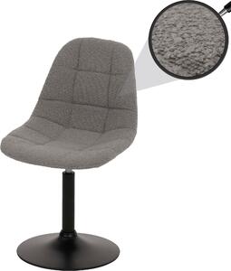 Jídelní židle HWC-A60, kuchyňská otočná židle, ocel Tkanina /textil bouclé (450g/m²) šedá
