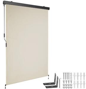 Tectake Svislá markýza Eloise se 2 nástěnnými držáky - 120 x 250 cm,béžová