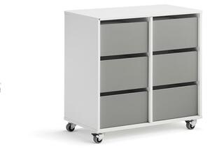 AJ Produkty Skříňka CASPER, 6 zásuvek, bílá, šedá