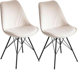 Jídelní židle WOHNLING Set of 2 Velvet Beige Chair Skandinávská kuchyňská židle