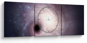 Obraz - Spirální galaxie (s hodinami) (90x30 cm)