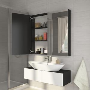 Koupelnová skříňka na stěnu Delia 80 černá + zrcadlo. 780227
