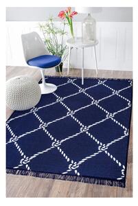 Modro-bílý oboustranný koberec Rope, 80 x 150 cm