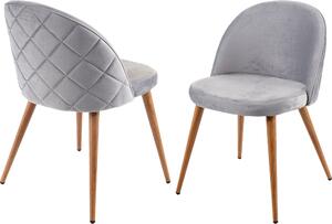 Sada 2 jídelních židlí HWC-D53, židle kuchyňská židle retro design 50. let, samet světle šedá