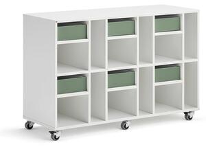 AJ Produkty Skříňka CASPER, 6 zásuvek, 12 přihrádek, bílá, tmavě zelená