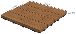 Outsunny Terasové dlaždice - Latě - Sada 12 ks, Max. plocha 1,08 m² - vzájemně propojené, velmi snadná instalace, rozměr 30 x 30 cm | Aosom