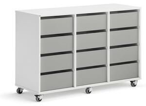 AJ Produkty Skříňka CASPER, 12 zásuvek, bílá, šedá