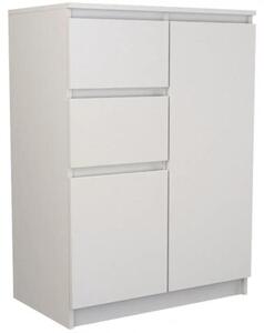 Topeshop 2D2S BIEL, Bílá, 2 zásuvka/zásuvek, Dřevotřískové desky, Jednobarevný, Moderní, Dřevotřískové desky