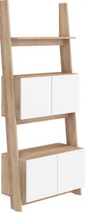 Regál se skříňkou 80 cm 2 Raul (dub sonoma světlá + bílý lesk). 780596