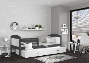 Dětská postel s přistýlkou MATTEO 2 - 190x80 cm - bílo-šedá