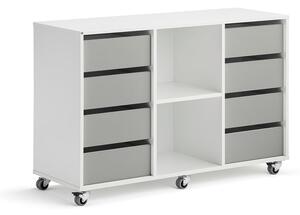 AJ Produkty Skříňka CASPER, 8 zásuvek, 2 přihrádky, bílá, šedá