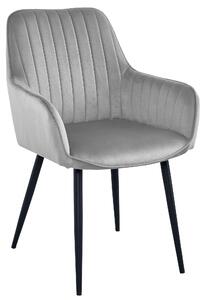 Židle Valora SOLDEN, stříbrně šedá, sametově černé nohy, 1 ks - Elegantní šedá židle do elegantních interiérů