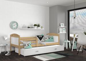 Dětská postel s přistýlkou MATTEO 2 - 200x90 cm - bílá/borovice